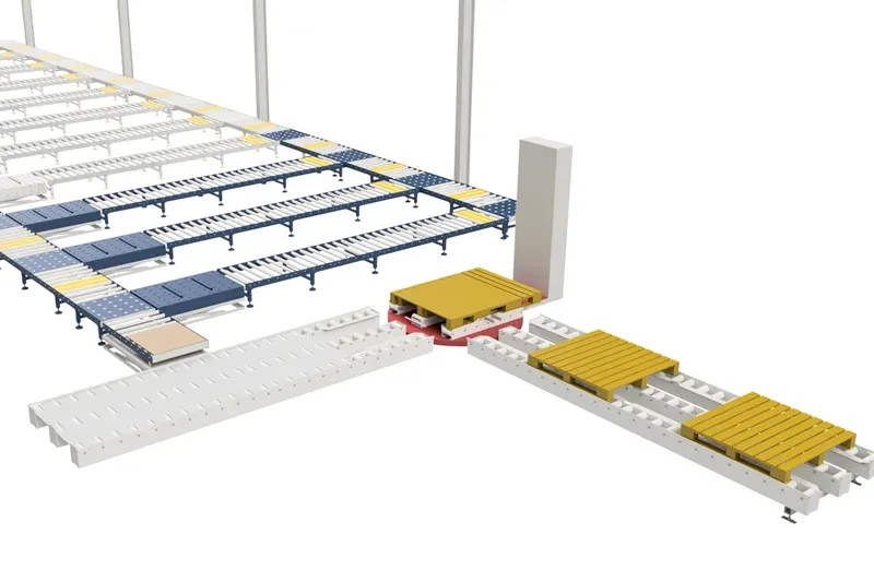 Progettazione CAD 3D di un sistema di trasporto industriale a cura di Amber Industries.