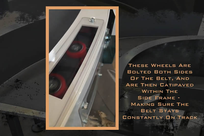 Nastro trasportatore curvo in PVC (area di ispezione)