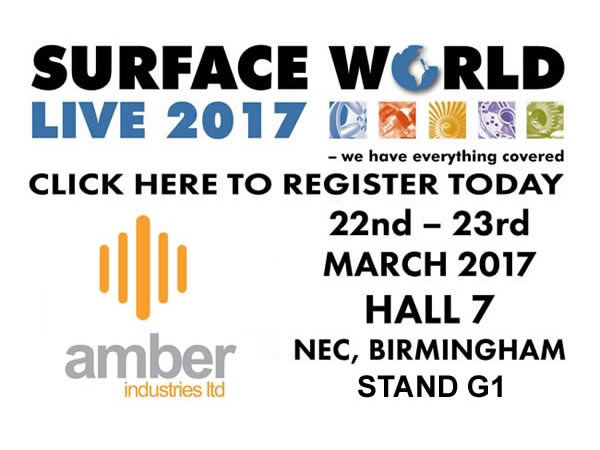 Amber Industries sarà presente come espositore a Surface World il 22 e 23 marzo 2017 presso il NEC di Birmingham.